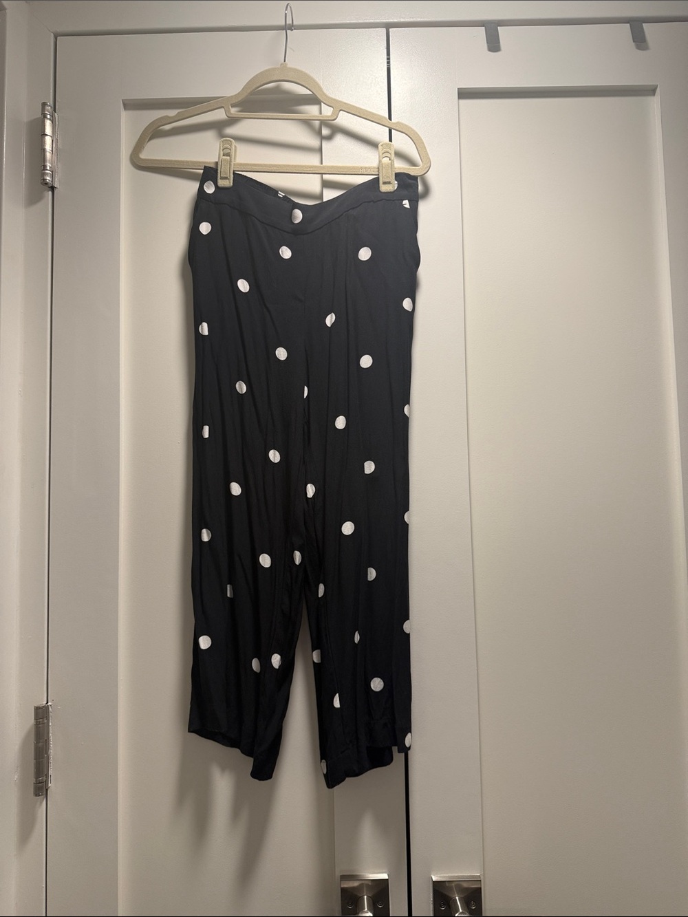 Black Polka Dot Wide-Leg Ankle Pants